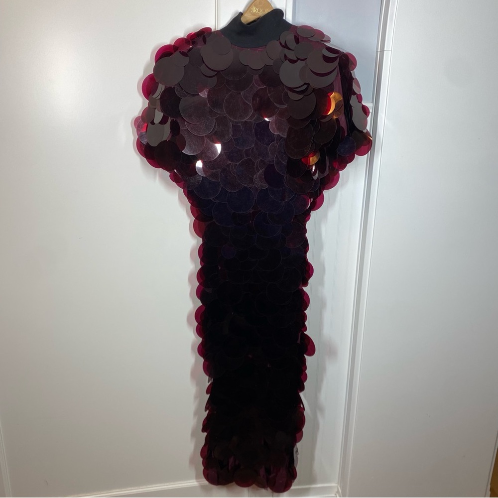 ASOS ARRANGE high neck paillette sequined fringe hem maxi dress in merlot size 2 - Picture 3 of 11
